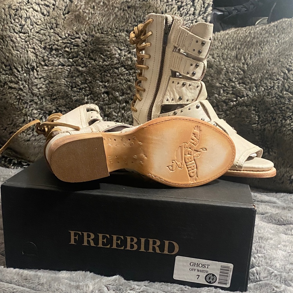 Freebird Ghost Off White Heeled Boots - Picture 3 of 4